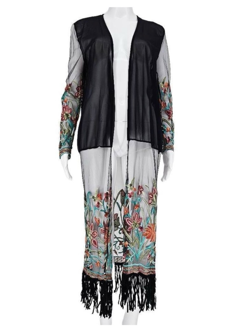 Floral Embroidered Boho Swim cover One Size
